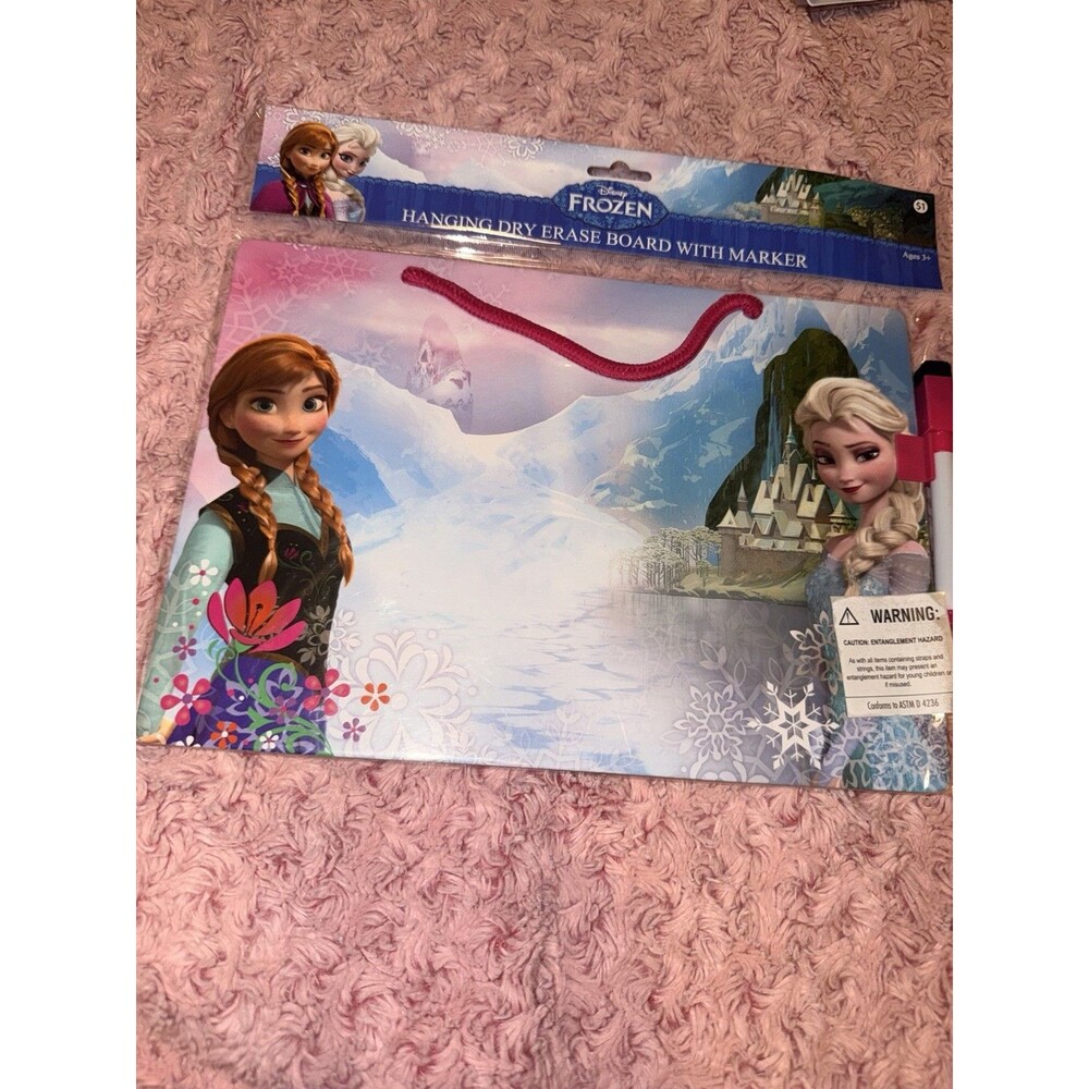 Disney Frozen Hanging Dry Erase Board W/ Marker Anna Elsa Flower Writing Hang
